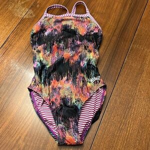 NEW! Uglies patterned suit with purple stripe size 28